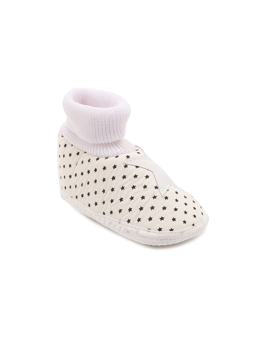 

CHiU Infants Mid Top Star Printed Cotton Booties, White