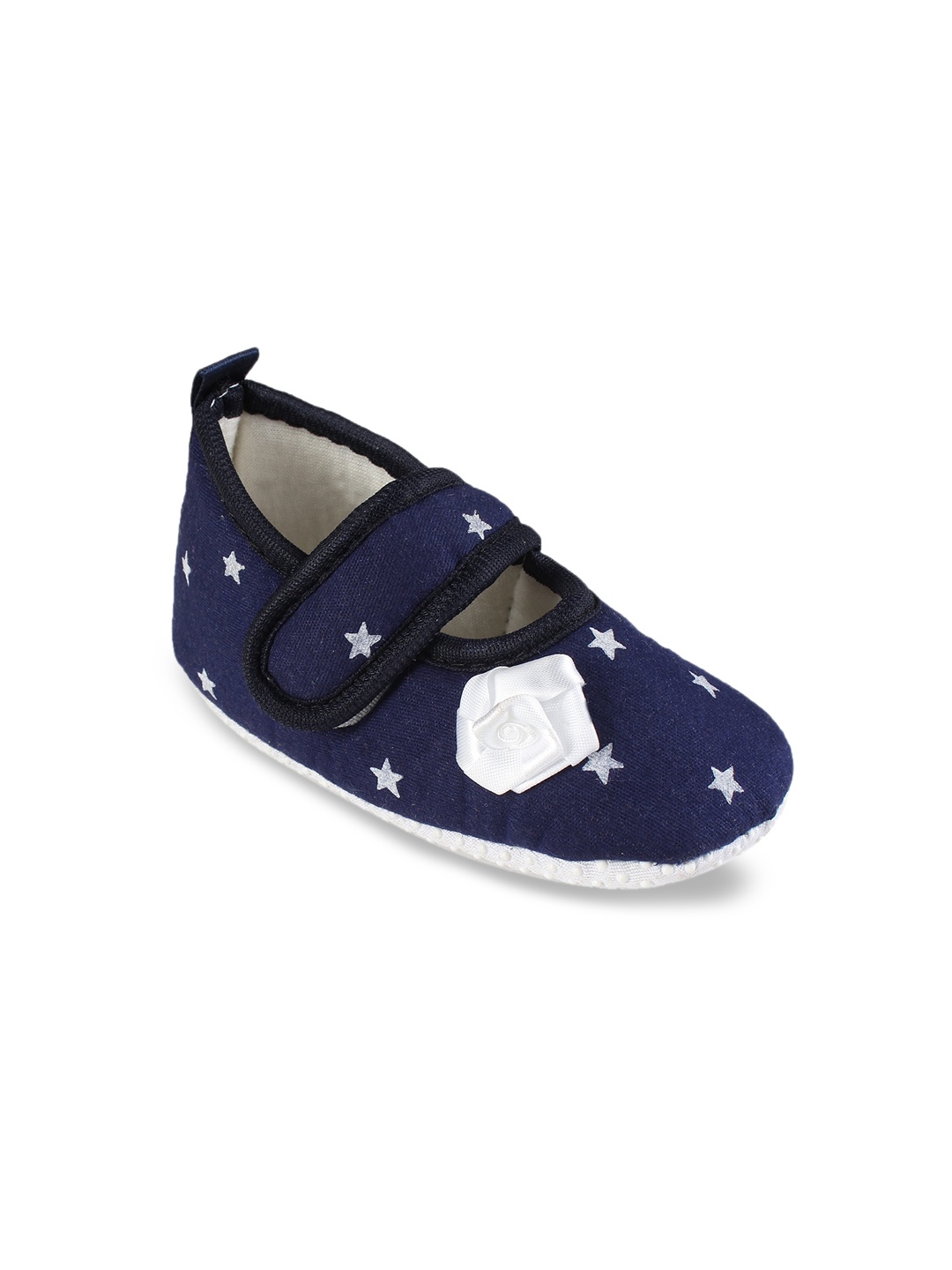 

CHiU Infants Star Printed Cotton Booties With Rose, Navy blue