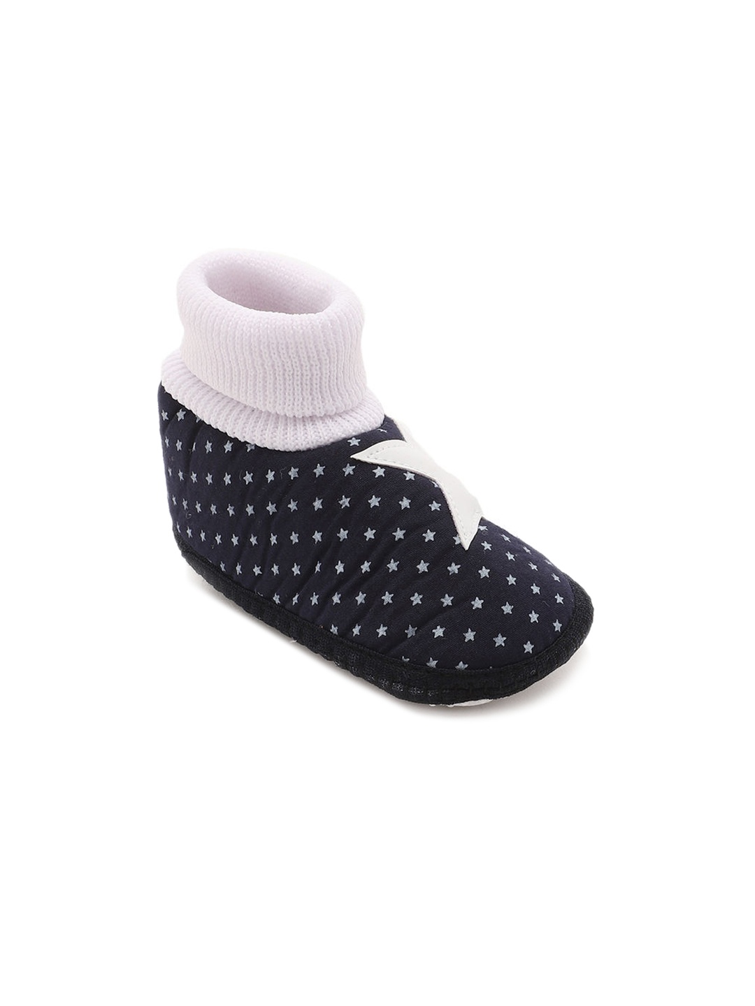 

CHiU Infants Mid Top Star Printed Cotton Booties, Navy blue