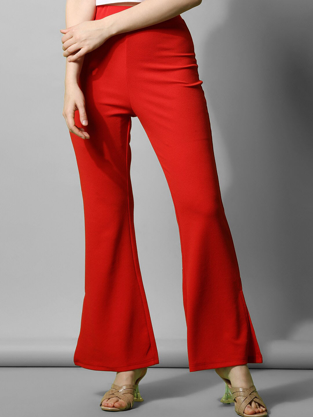 

Selvia Women High-Rise Easy Wash Regular Trousers, Red