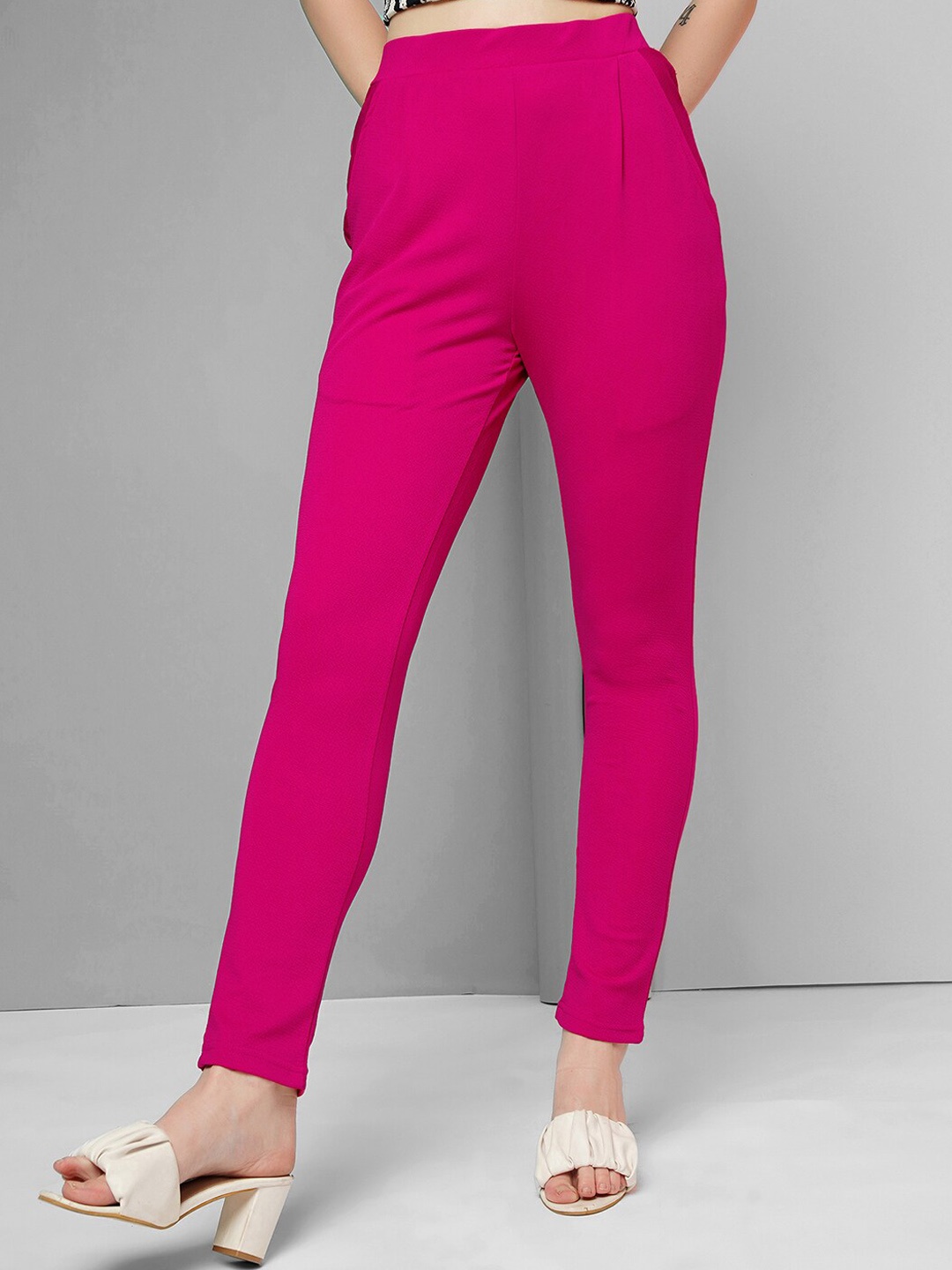 

Selvia Women Mid-Rise Easy Wash Trousers, Pink