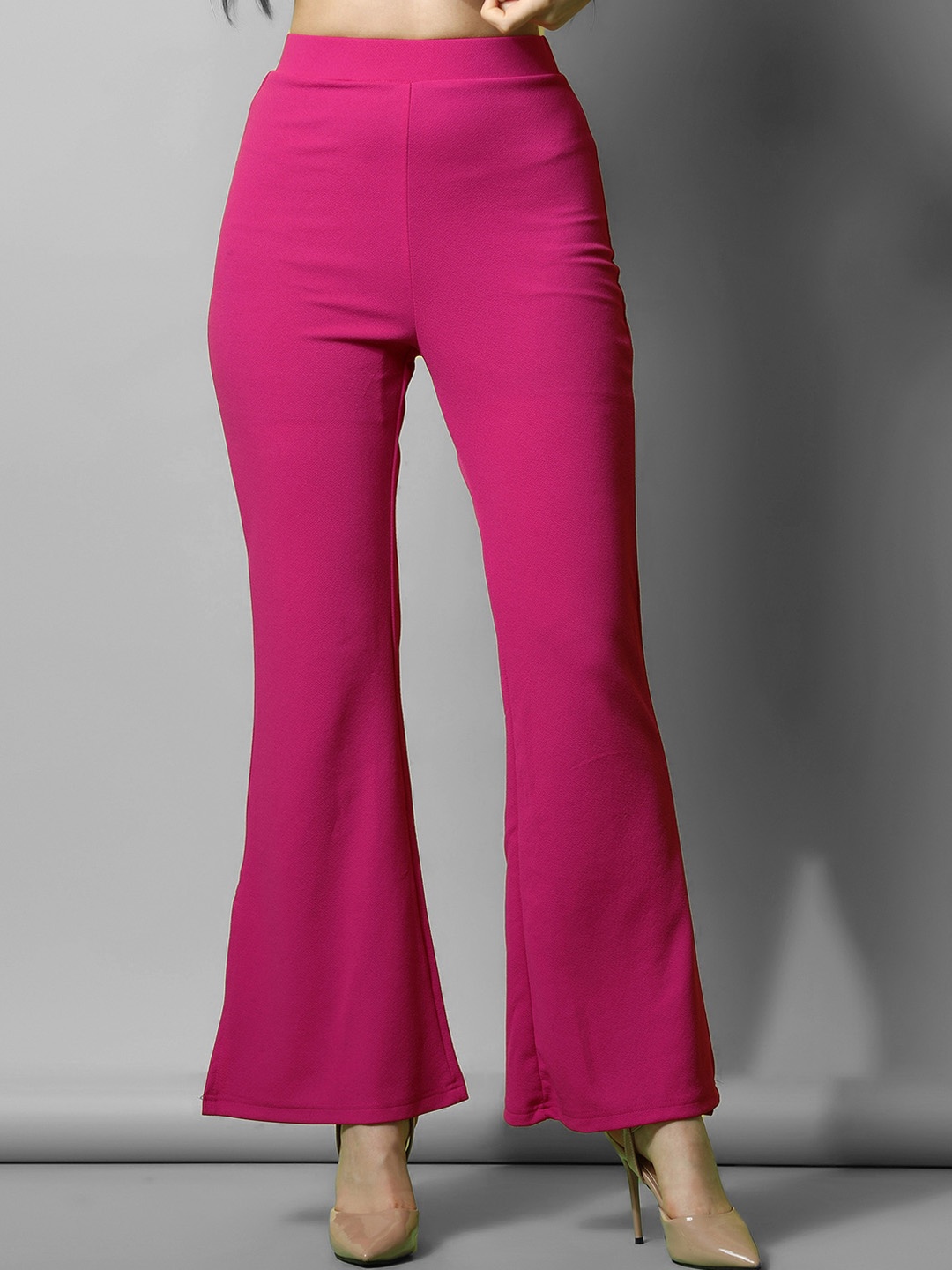 

Selvia Women High-Rise Easy Wash Bootcut Trousers, Pink