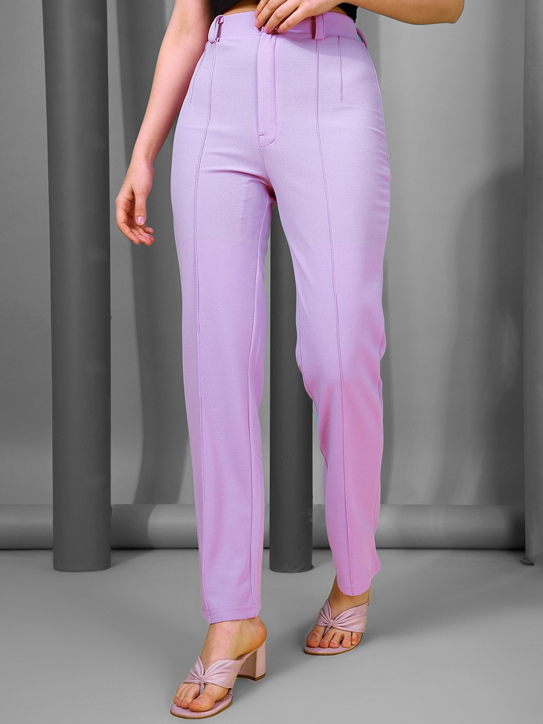 

Selvia Women High-Rise Easy Wash Pleated Trousers, Lavender