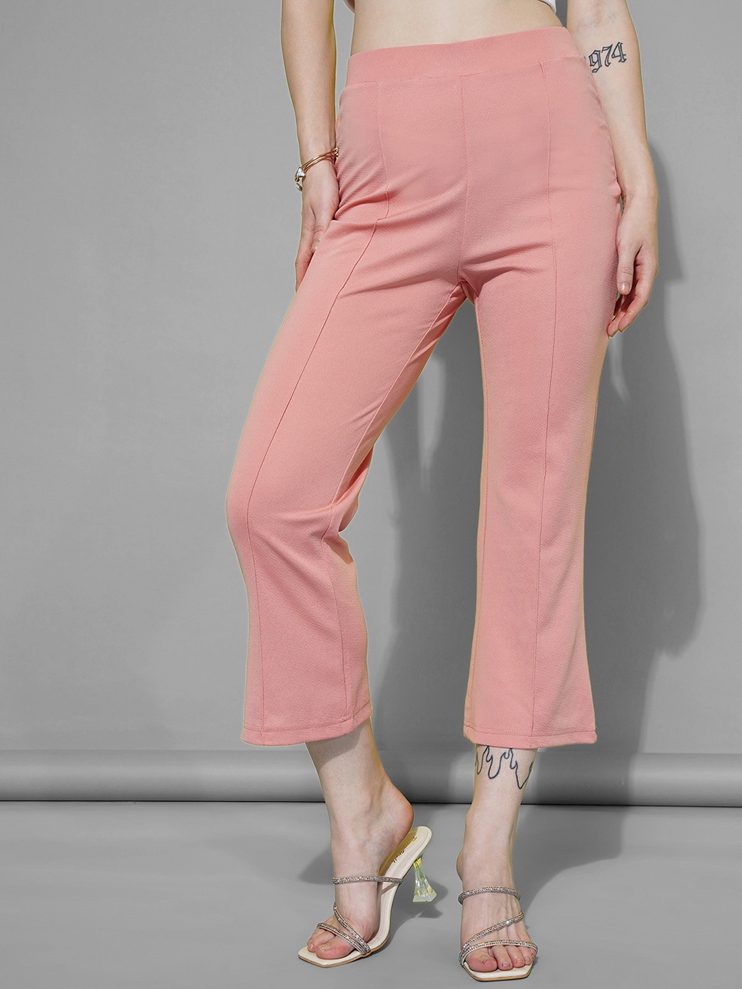 

Selvia Women Easy Wash Cropped Bootcut Trousers, Peach