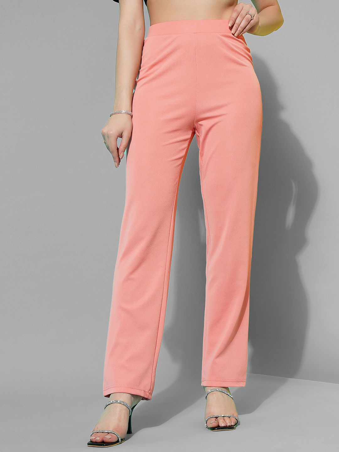 

Selvia Women Mid Rise Easy Wash Parallel Trousers, Peach