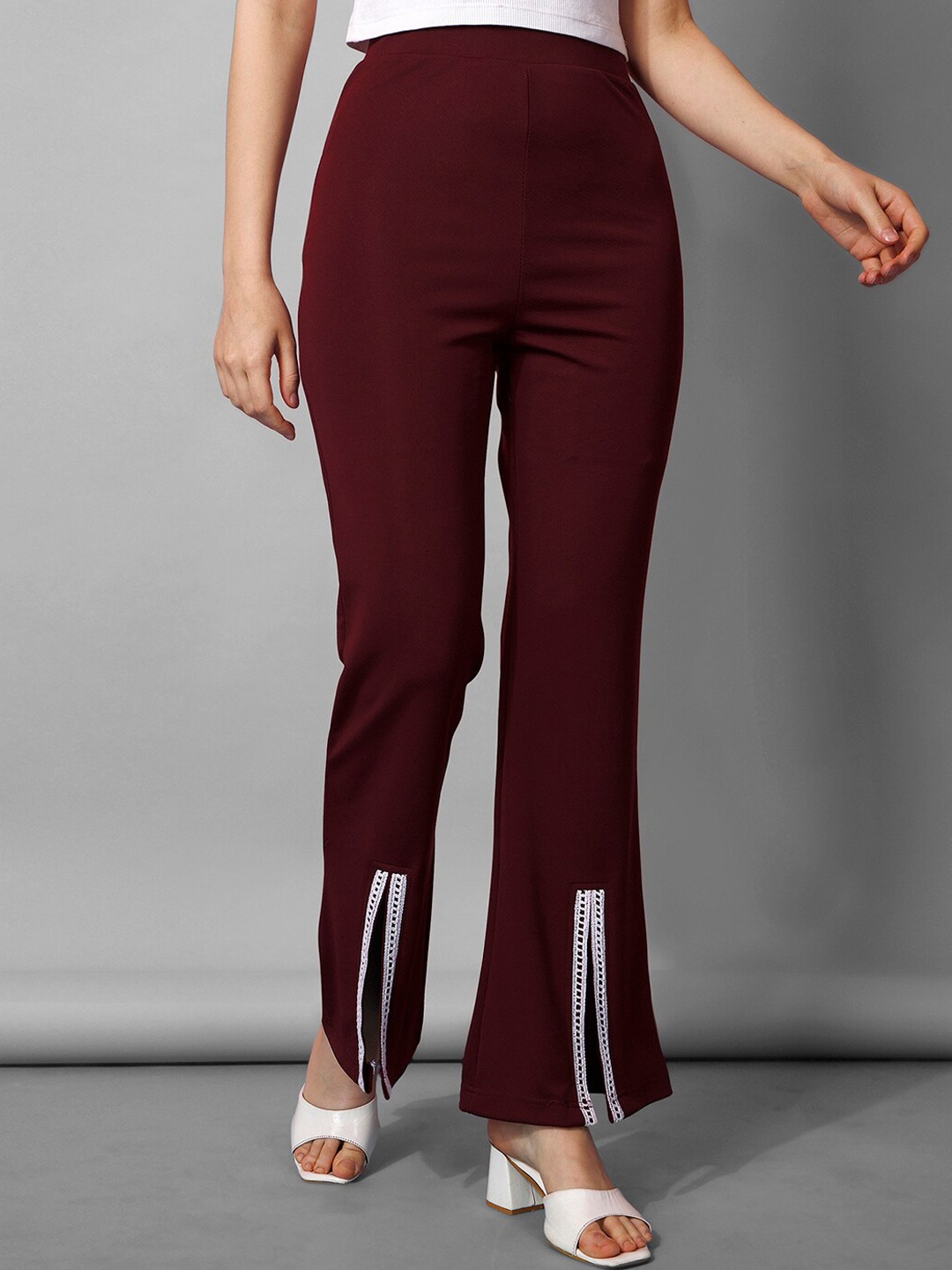 

Selvia Women Easy Wash Bootcut Trousers, Maroon