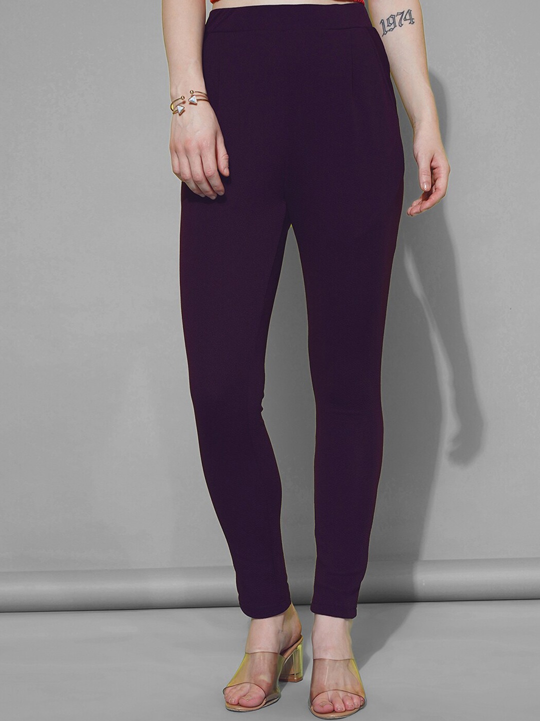 

Selvia Women High-Rise Easy Wash Regular Trousers, Purple