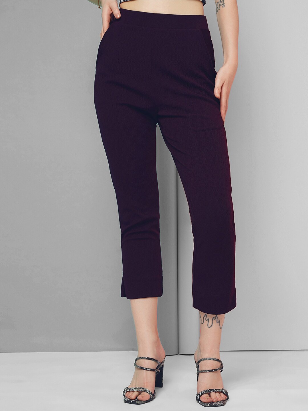 

Selvia Women Mid Rise Easy Wash Trousers, Purple