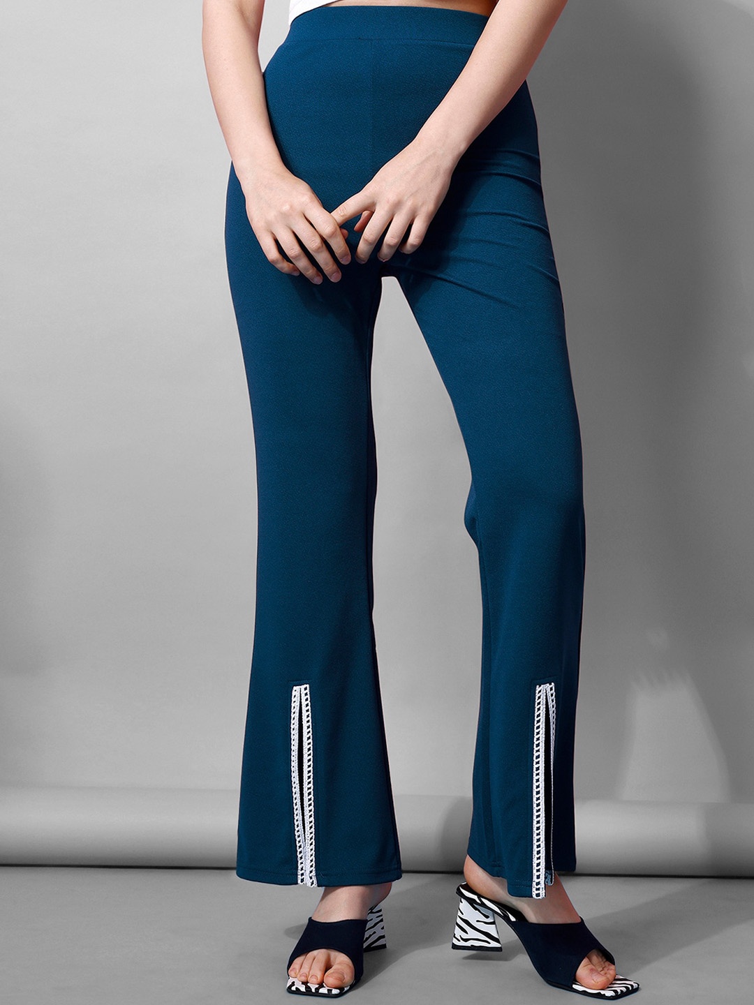 

Selvia Women High-Rise Easy Wash Bootcut Trousers, Teal