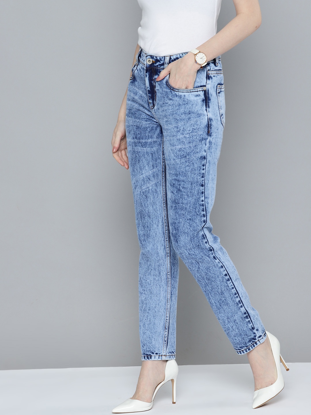 

Chemistry Women Heavy Fade Acid Wash Jeans, Blue