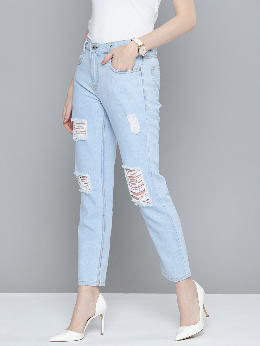 

Chemistry Women Highly Distressed Ripped Jeans, Blue