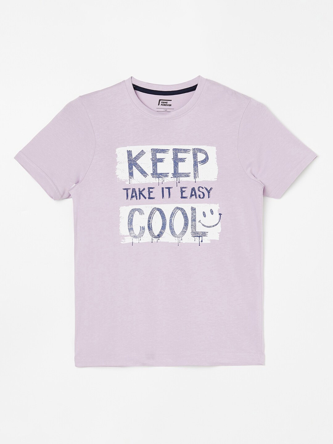 

Fame Forever by Lifestyle Boys Typography Printed Pure Cotton T-shirt, Purple