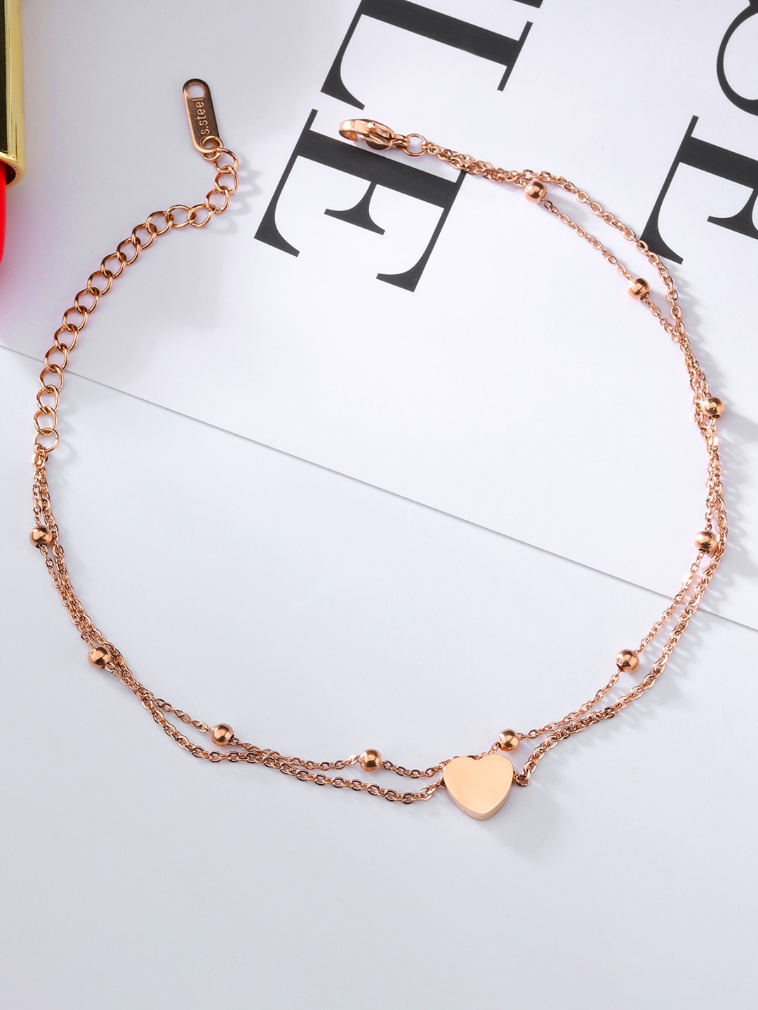 

Shining Diva Fashion Rose Gold-Plated Anklet