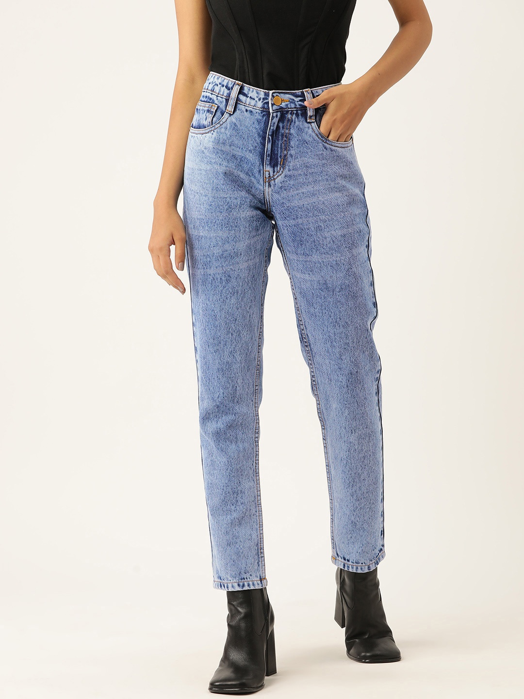 

DressBerry Women Heavy Fade Acid Wash Jeans, Blue