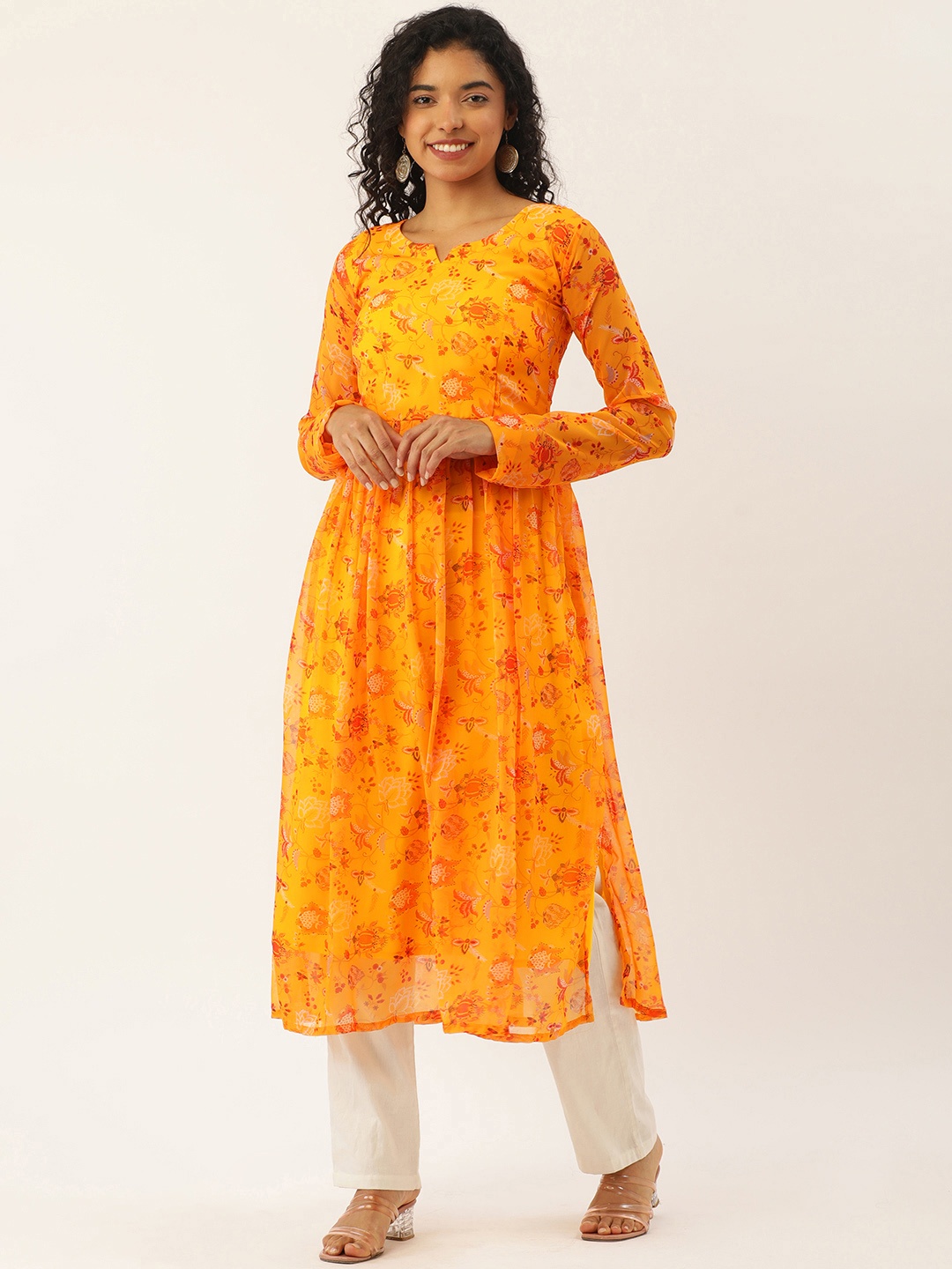 

LOOKNBOOK ART Floral Printed Kurta, Orange