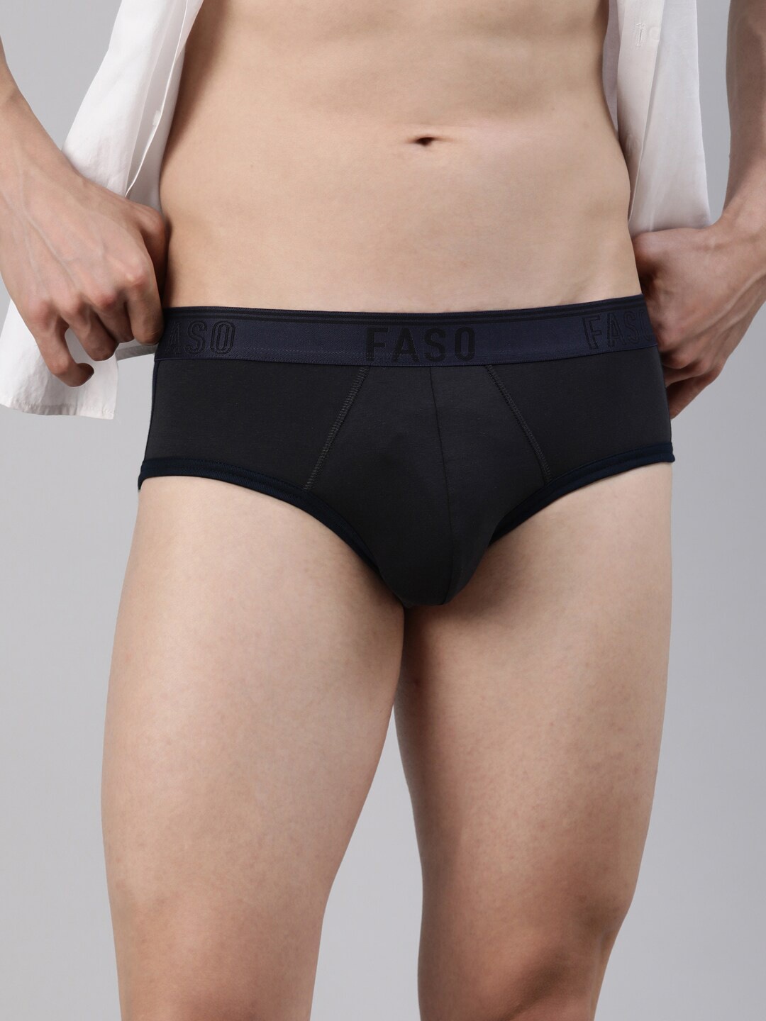 

FASO Men Ultra Soft Durable Mid-Rise Basic Brief, Navy blue