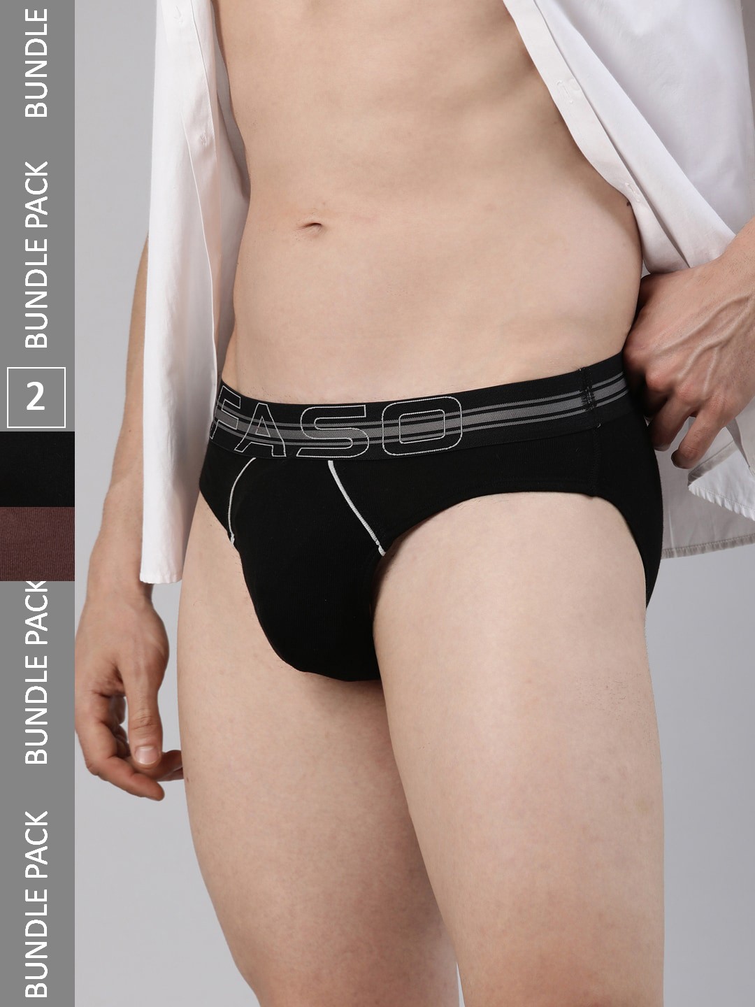 

FASO Pack Of 2 Men Ultra Soft Durable Mid-Rise Cotton Briefs, Brown