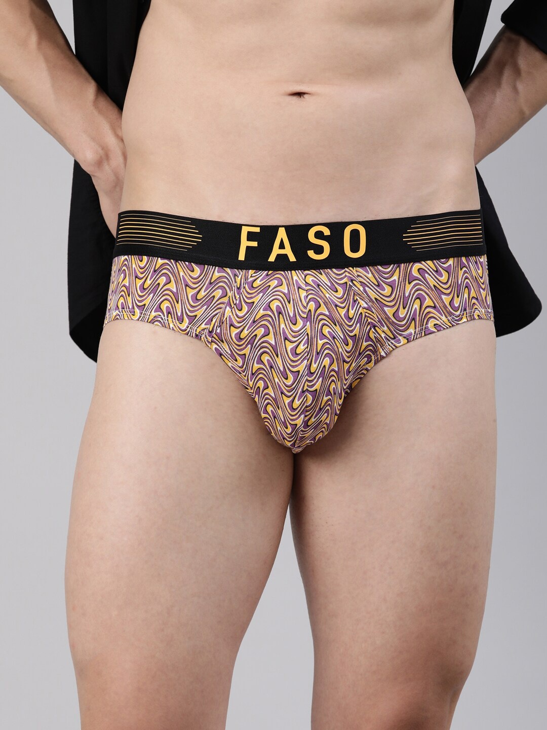

FASO Men Printed Ultra Soft Durable Mid-Rise Basic Briefs, Violet
