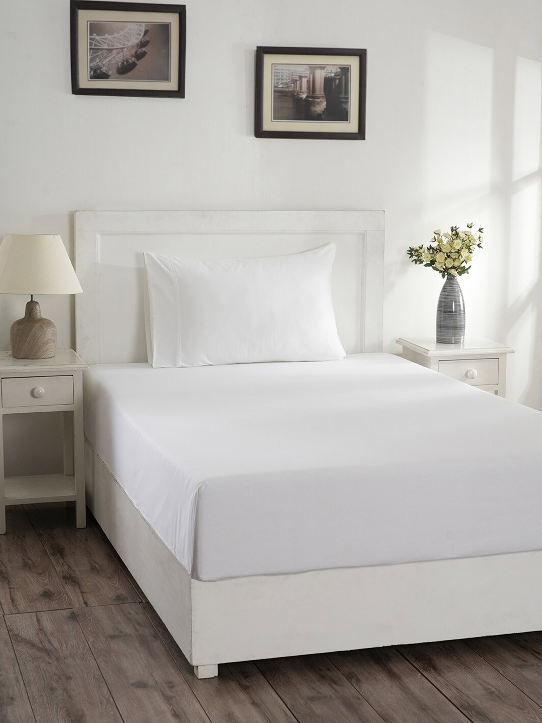 

MASPAR Colorart Eden White 144TC Cotton Single Bedsheet & 1 Pillow Cover