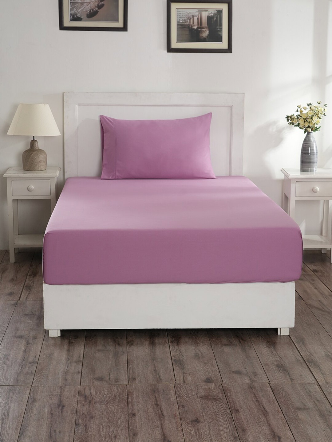 

MASPAR Colorart Eden Purple 144TC Cotton Single Bedsheet & 1 Pillow Cover