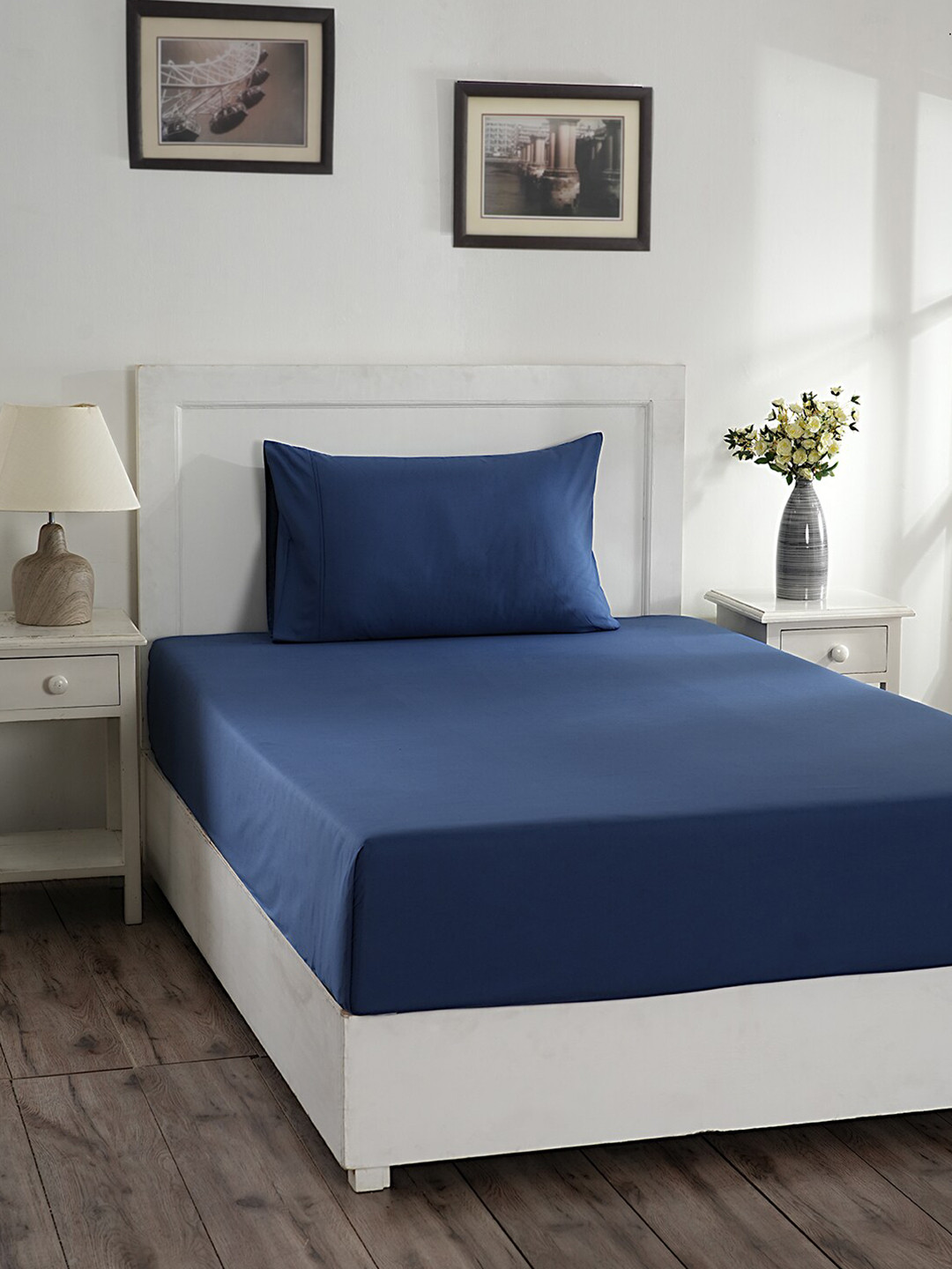 

MASPAR Colorart Eden Blue 144TC Cotton Single Bedsheet & 1 Pillow Cover