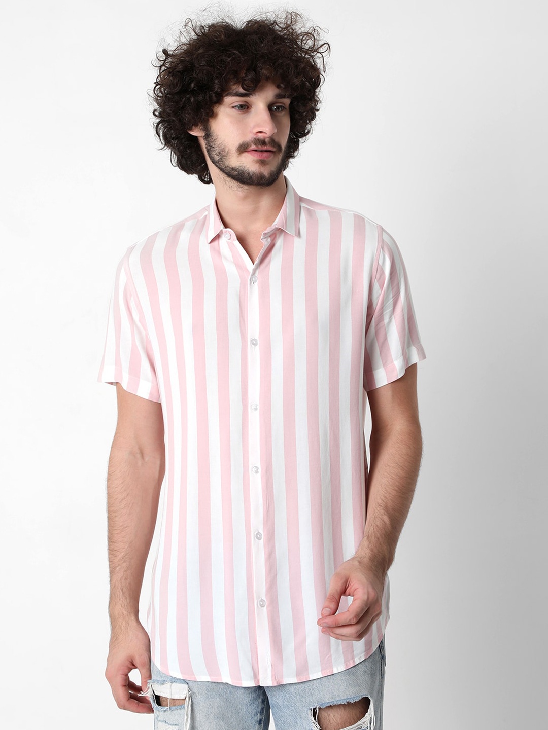 

7Shores Vertical Striped Casual Shirt, Pink