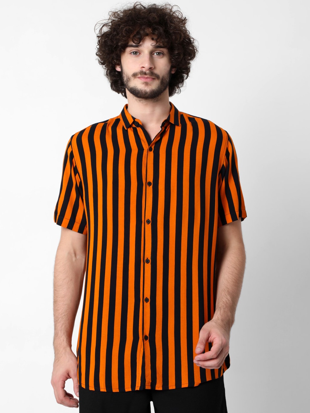 

7Shores Vertical Striped Casual Shirt, Orange