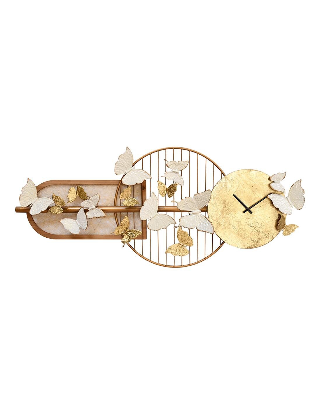 

Athome by Nilkamal Butterfly Beige & White Textured Contemporary Wall Clock
