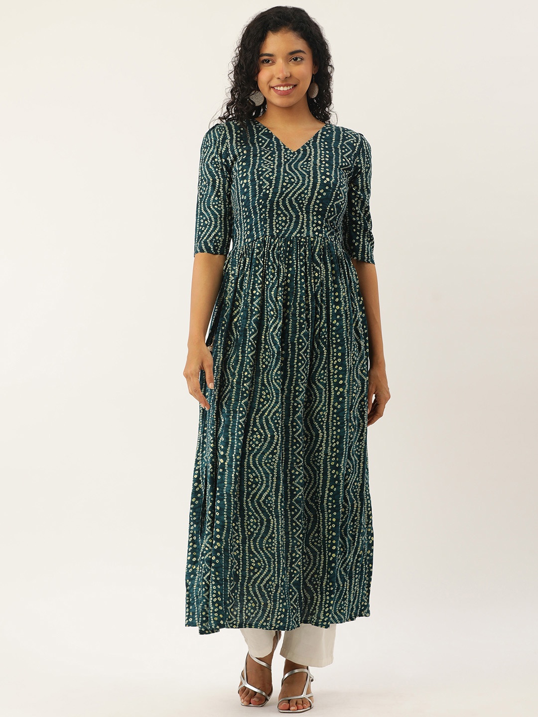 

LOOKNBOOK ART Women Bandhani Printed Kurta, Blue