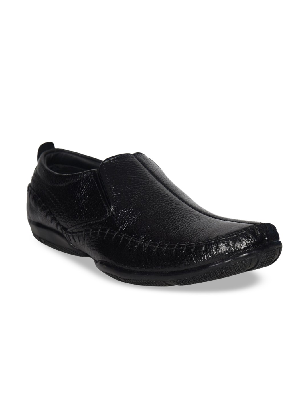 

Ajanta Men Textured Formal Slip-On Shoes, Black