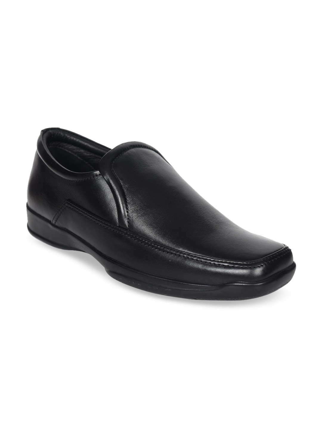 

Ajanta Men Square Toe Textured Formal Slip-On Shoes, Black