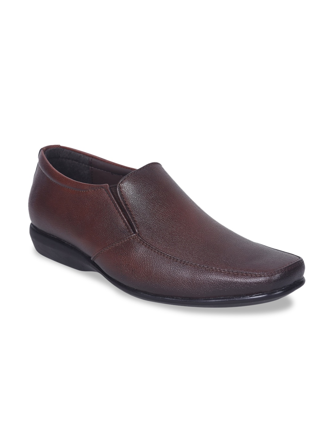 

Ajanta Men Textured Formal Slip-On Shoes, Brown