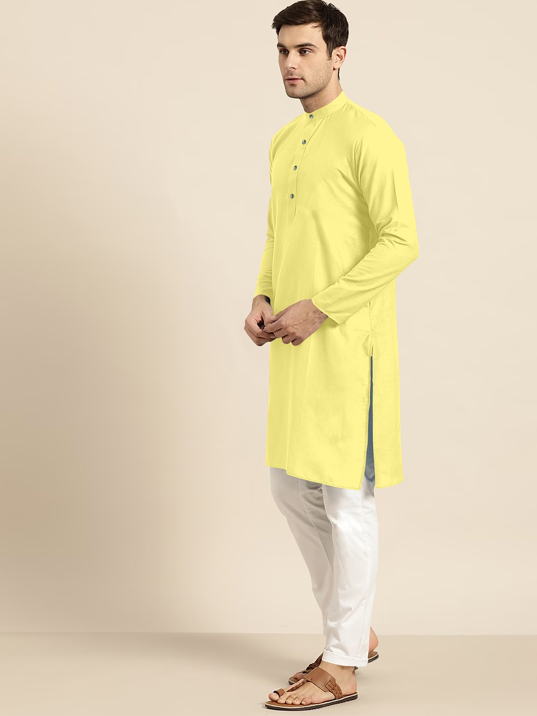 

Shiv Leela Regular Pure Cotton Kurta with Pyjamas, Yellow