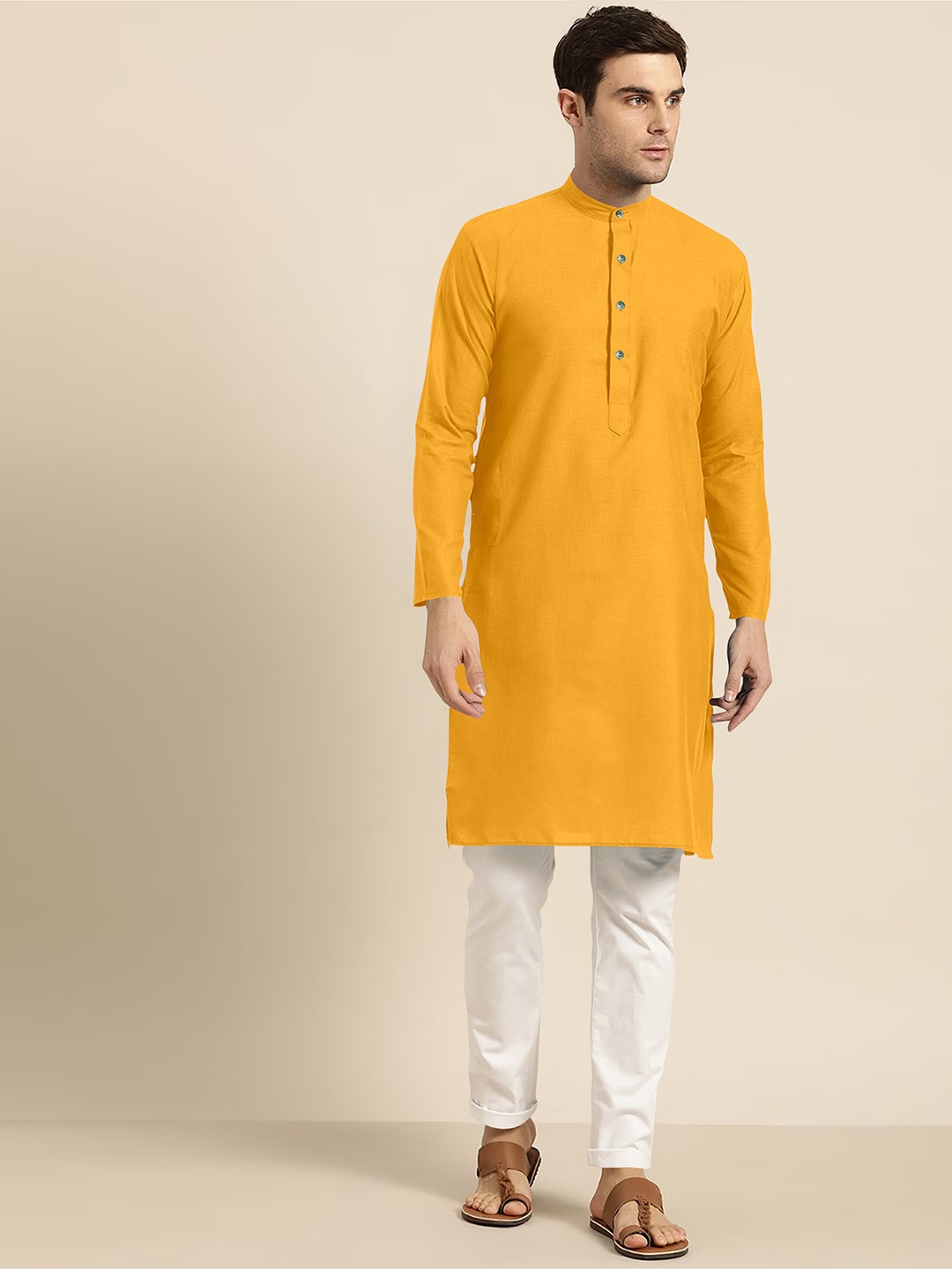 

Shiv Leela Regular Pure Cotton Kurta with Pyjamas, Yellow