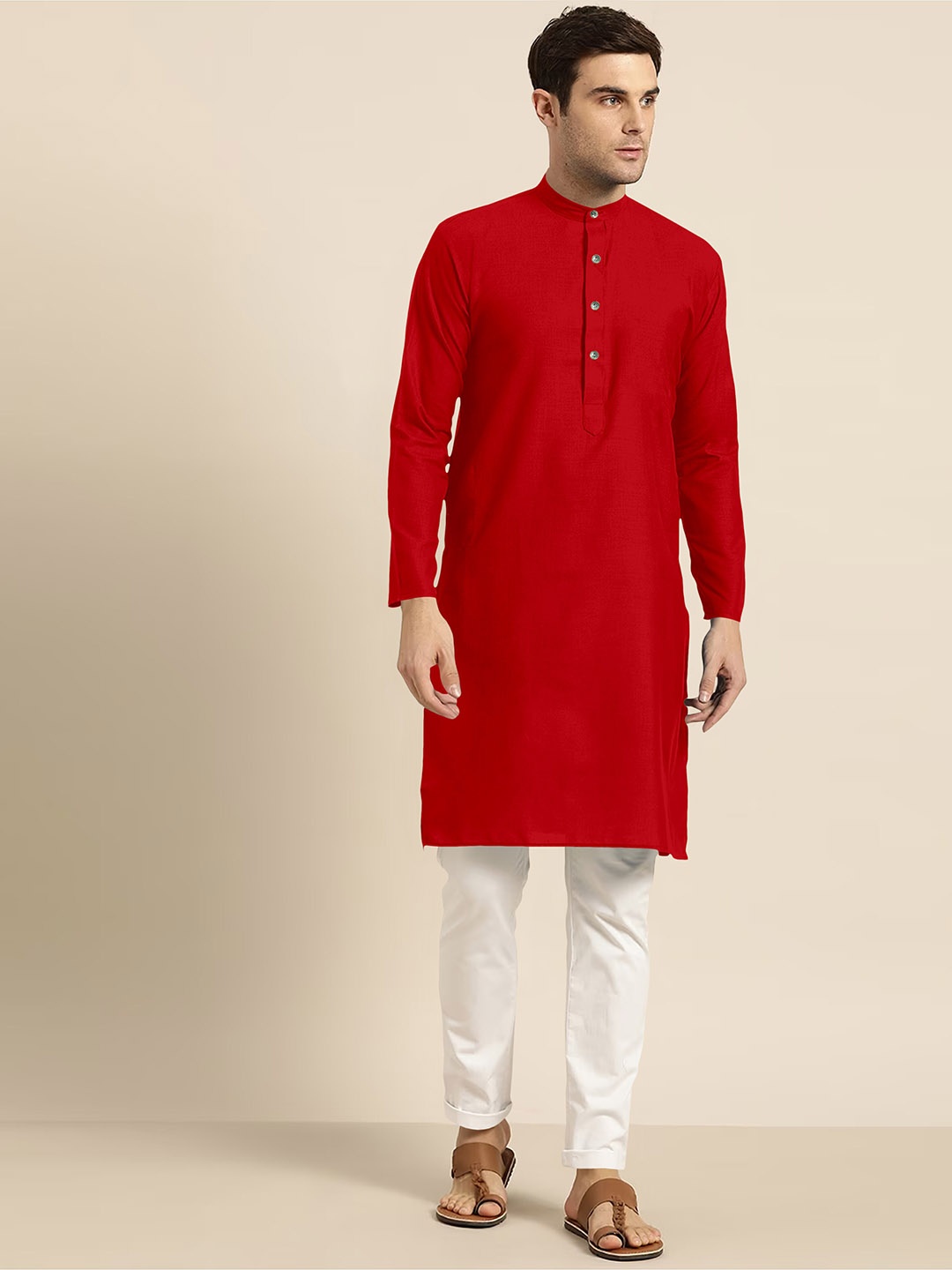 

Shiv Leela Regular Pure Cotton Kurta with Pyjamas, Red