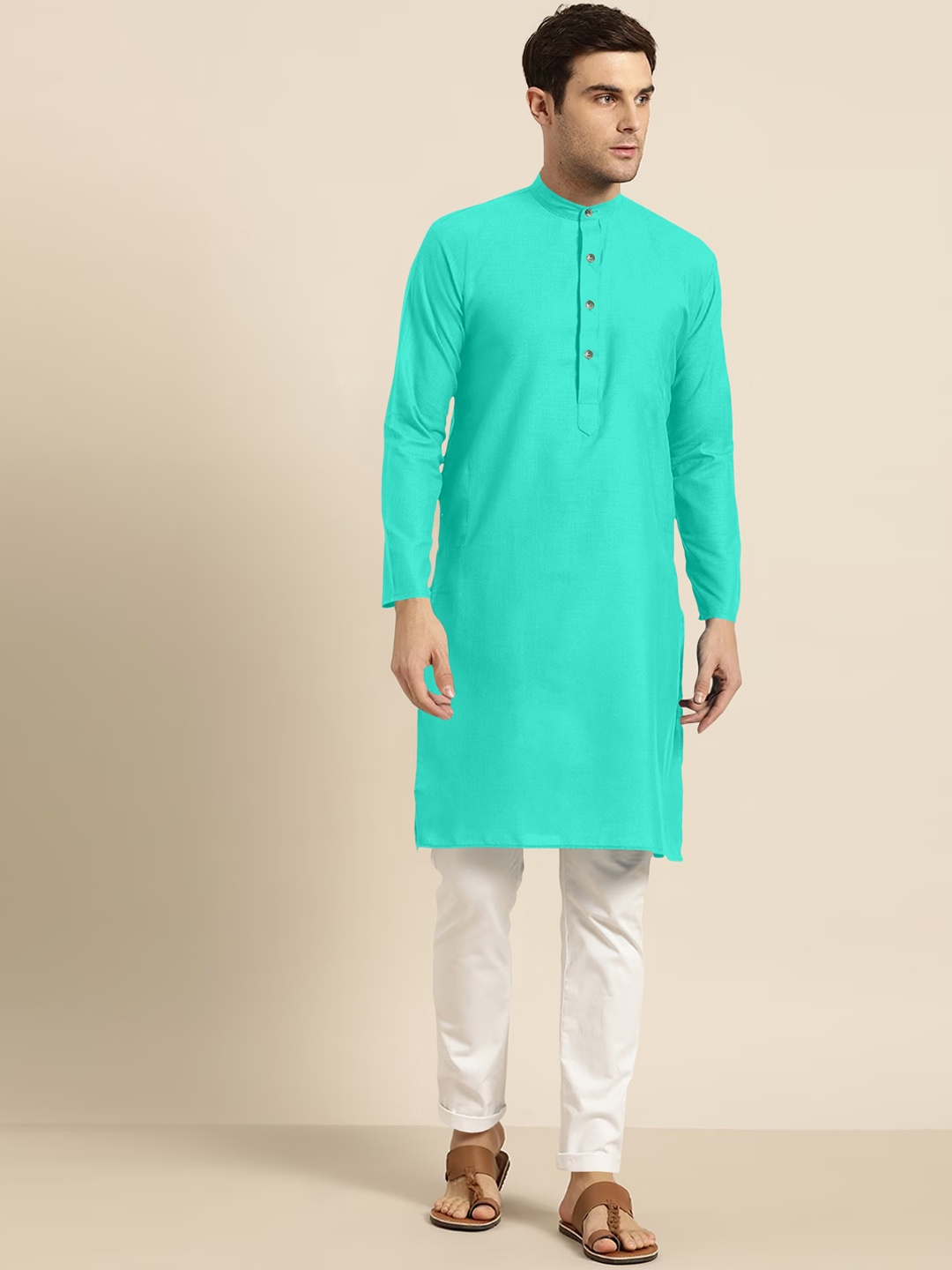 

Shiv Leela Regular Pure Cotton Kurta with Pyjamas, Sea green