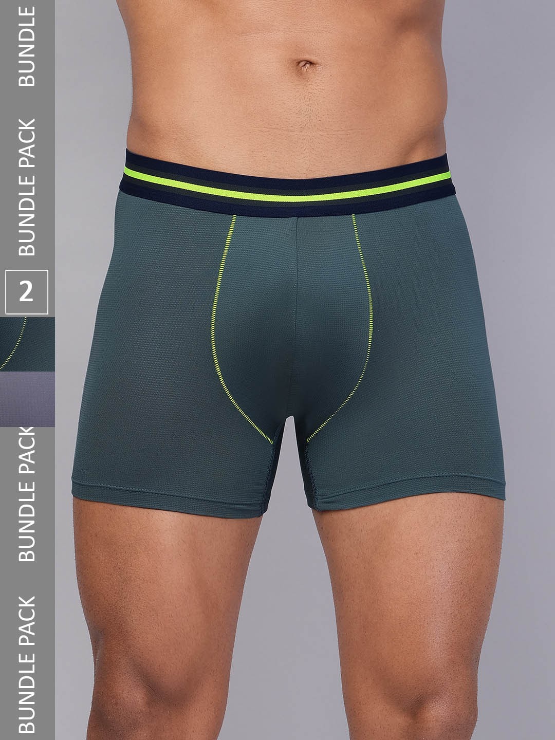 

Technosport Men Pack Of 2 Lightweight Anti- Bacterial Trunks, Grey
