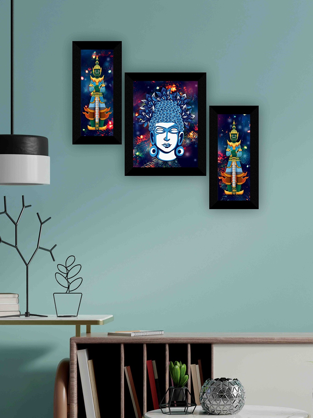 

SAF Navy Blue & Blue 3 Pieces Lord Buddha Wall Art