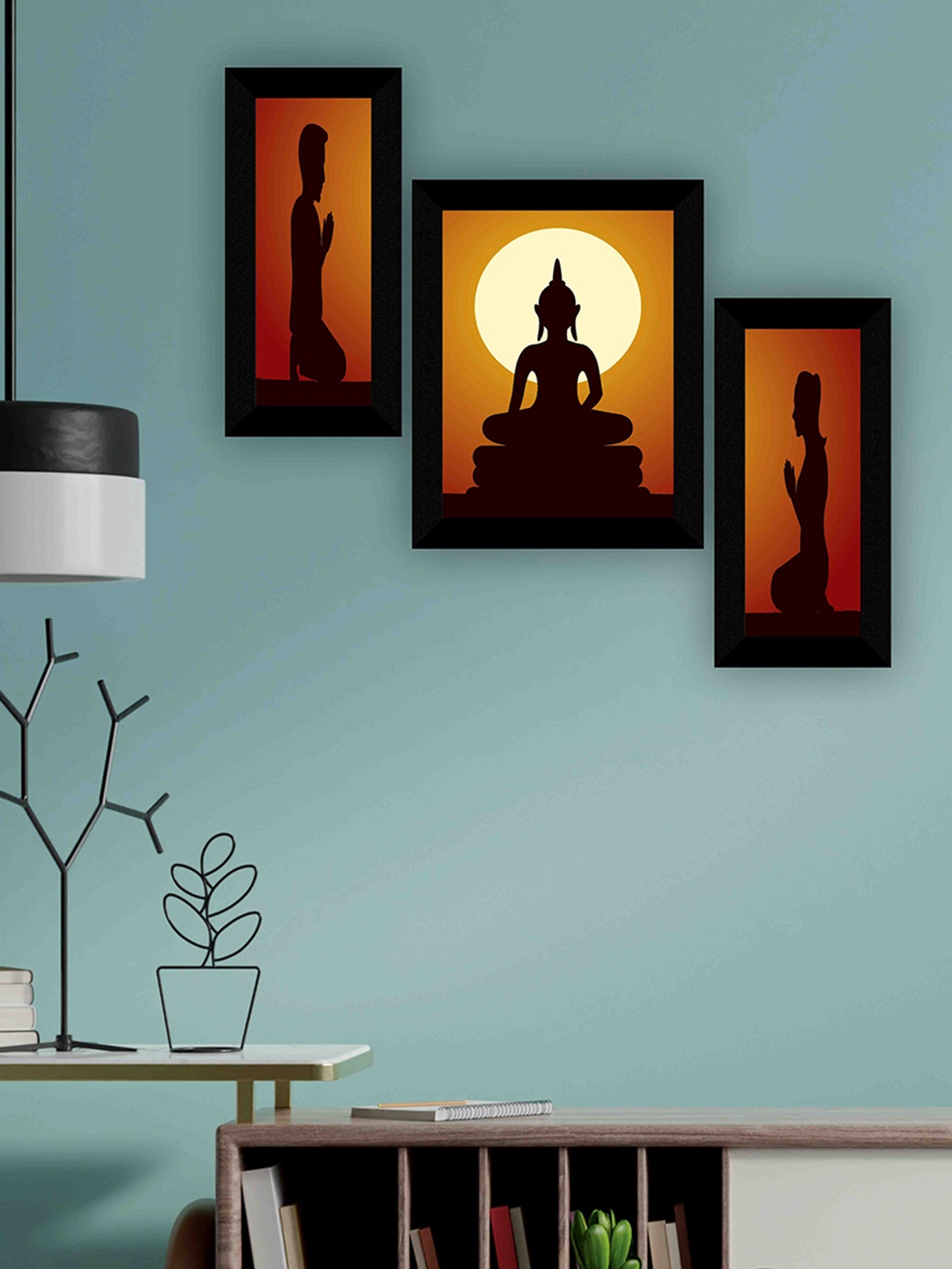 

SAF Brown & Black 3 Pieces Lord Buddha Wall Art