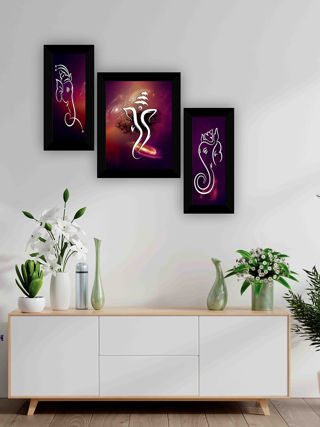 

SAF Brown & Purple 3 Pieces Lord Ganesha Wall Art