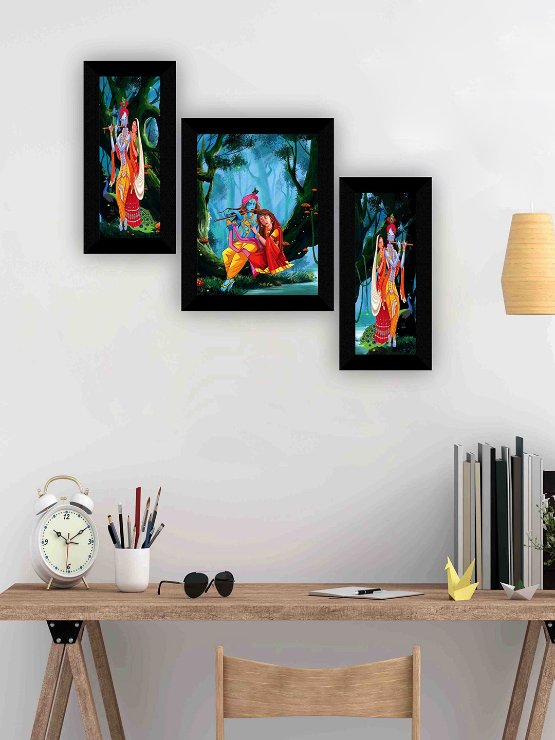 

SAF Blue & Black 3 Pieces Lord Ganesha Wall Art