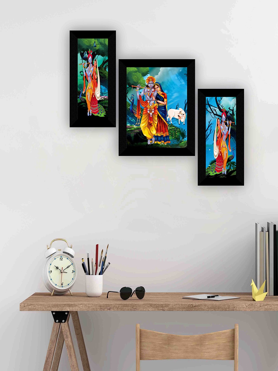 

SAF Blue & Green 3 Pcs Radha Krishna Wall Art