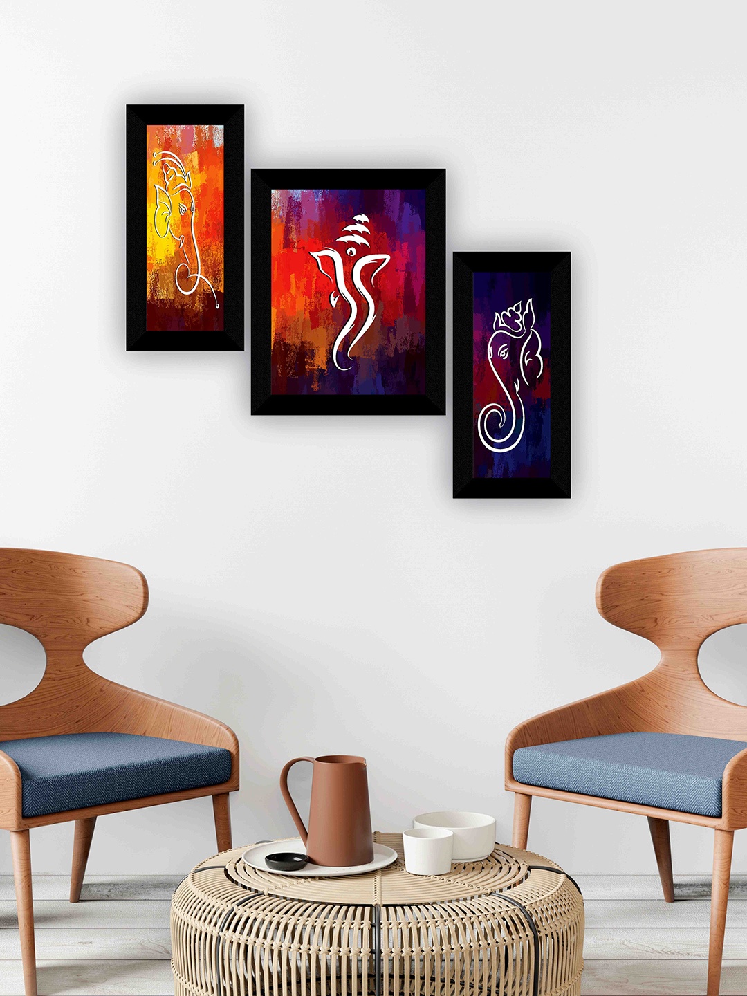 

SAF Red & Purple 3 Pieces Lord Ganesha Wall Art