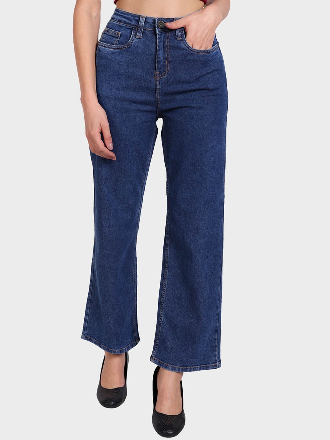 

Mast & Harbour Women Blue High-Rise Flared Stretchable Jeans
