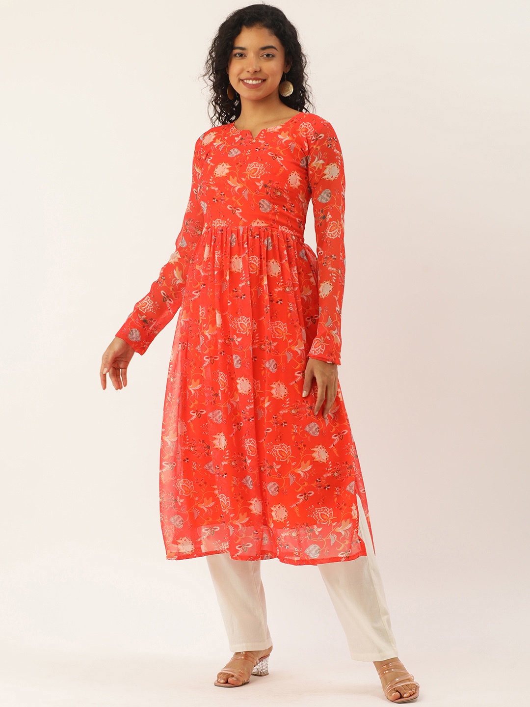 

LOOKNBOOK ART Floral Printed Kurta, Red