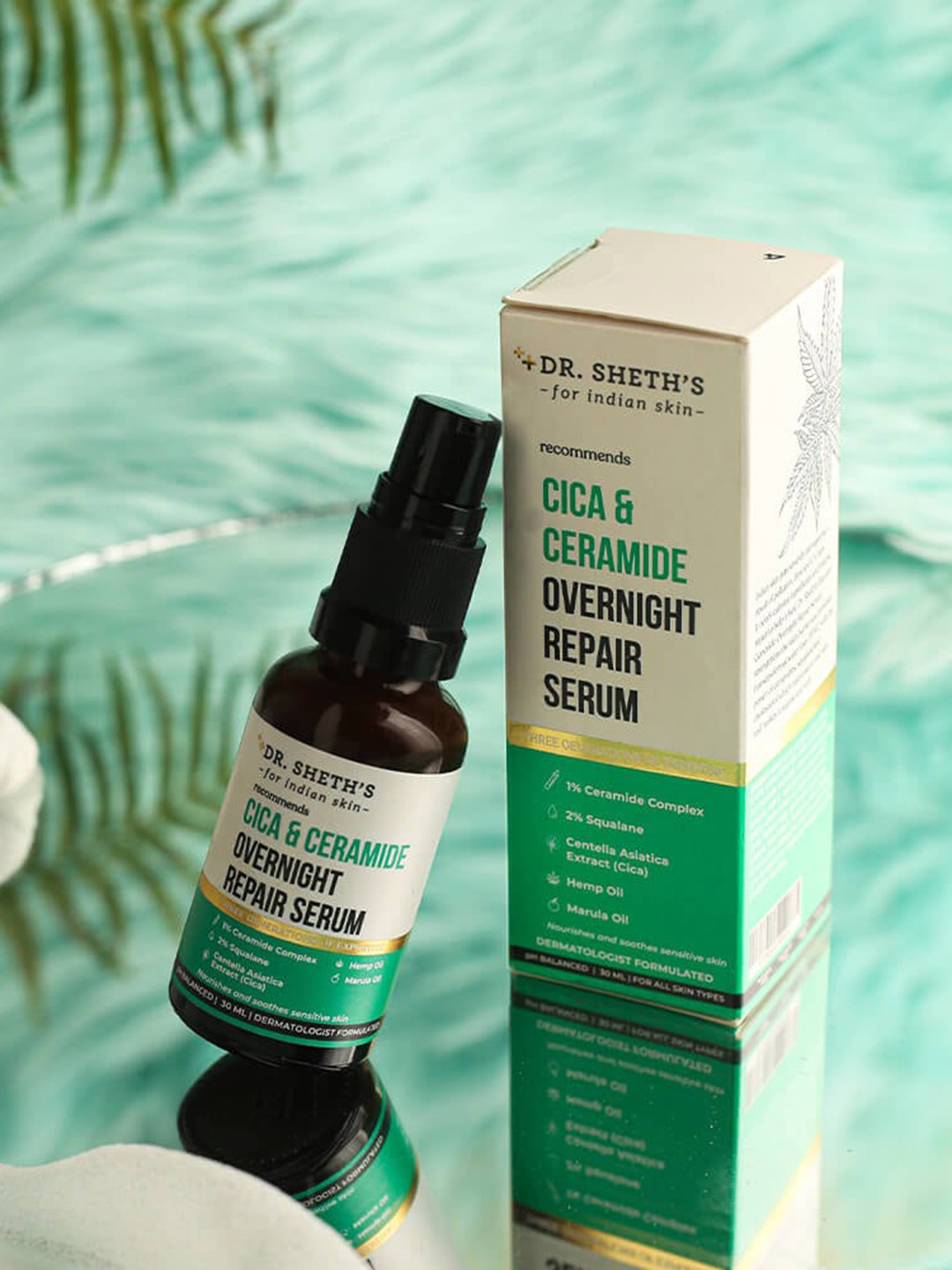 

DR. SHETHS Cica & Ceramide Overnight Repair Serum with Squalane & Hemp - 30 ml, White