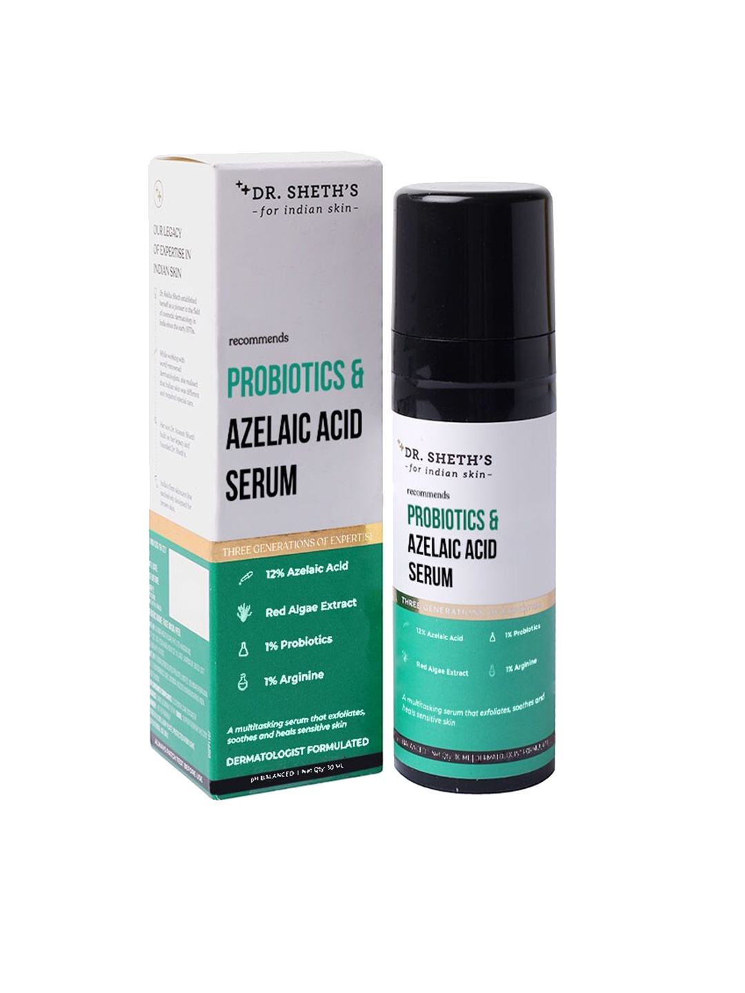

DR. SHETHS Probiotics & Azelaic Acid Serum with Red Algae Extract - 30 ml, White