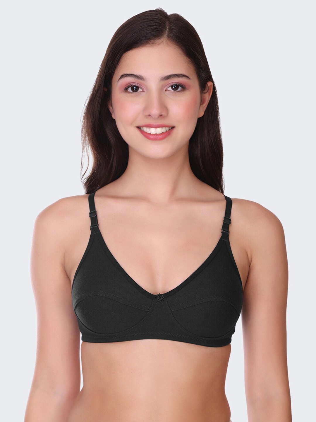 

POOJA RAGENEE All Day Comfort Non Padded Full Coverage Cotton Bra, Black