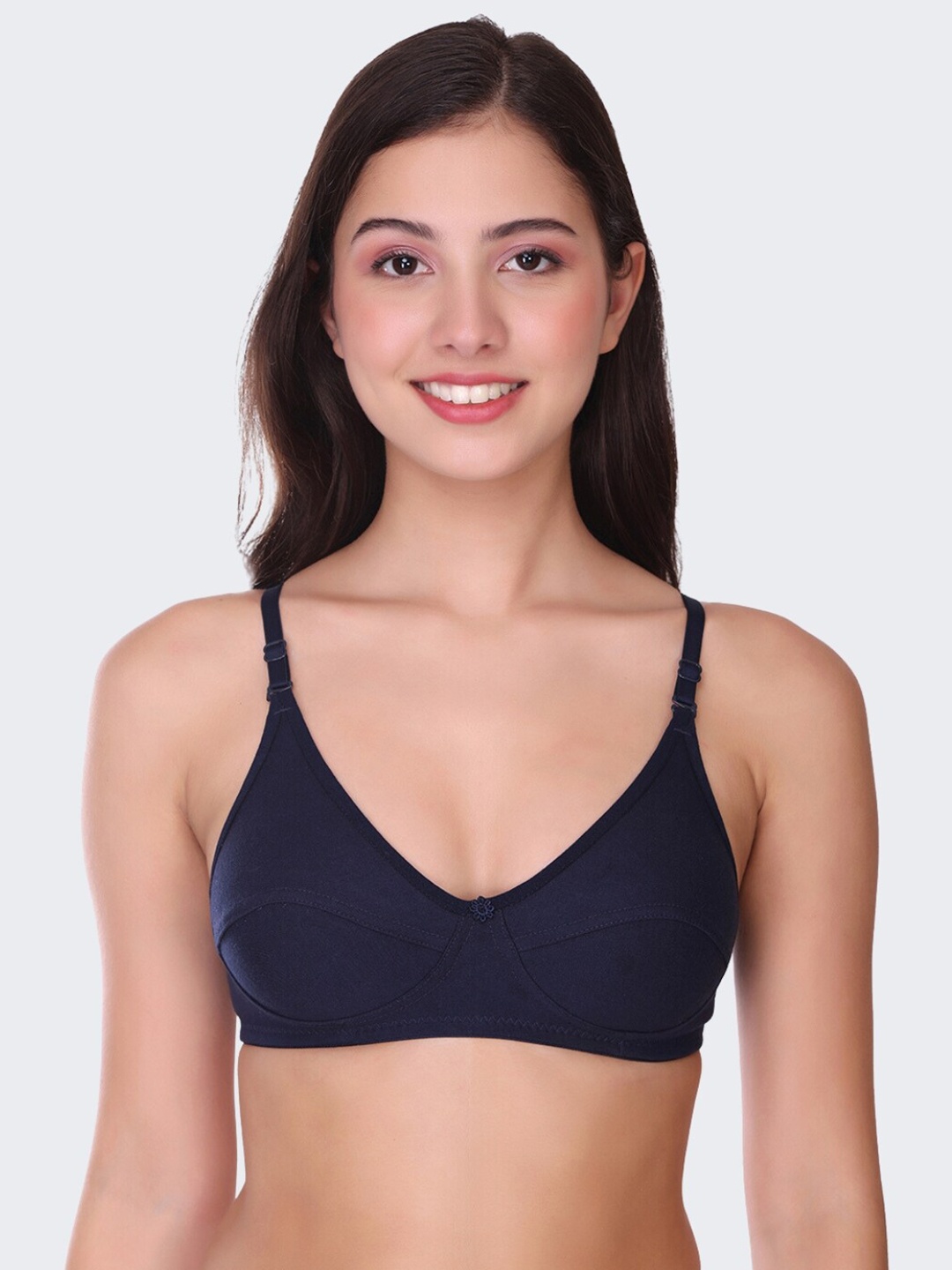 

POOJA RAGENEE Non Padded Full Coverage Cotton Bra, Navy blue