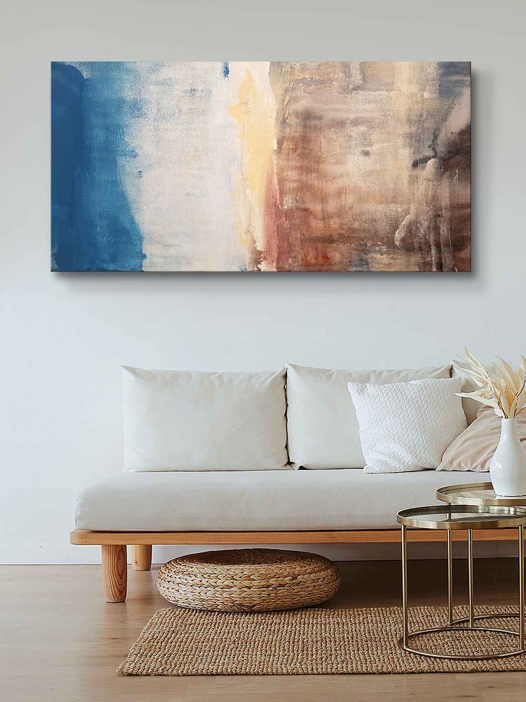 

999Store Brown & Blue Abstract Painting Canvas Wall Art